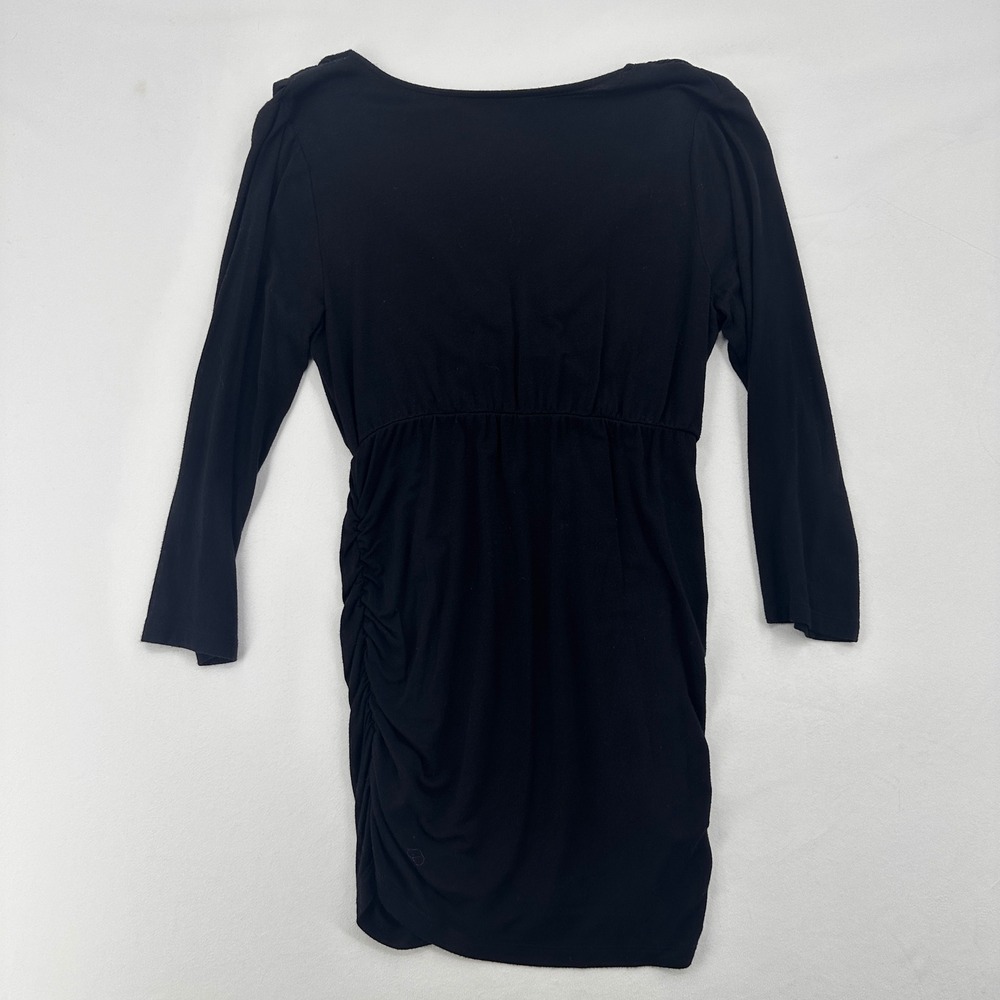 Motherhood Maternity Black Ruched Wrap Tunic Top Long Sleeve Size Small - Picture 7 of 8